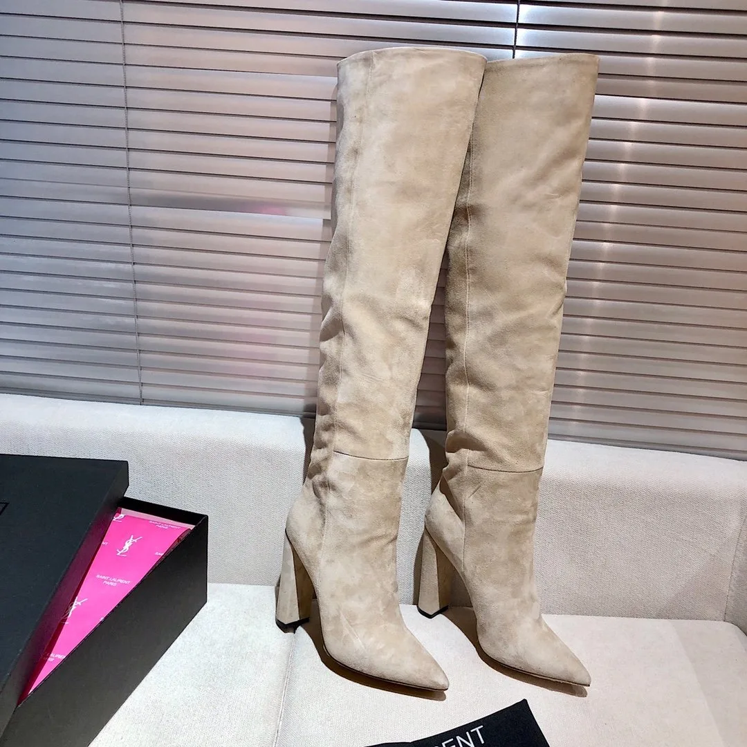 Saint Laurent High Boots Beige YSL - Image 9