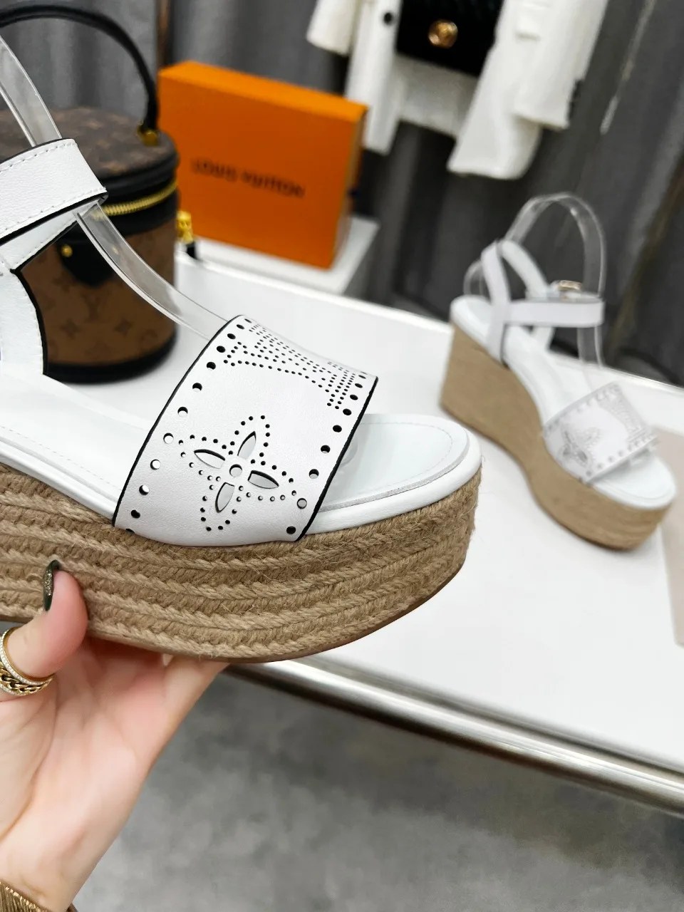 Louis Vuitton Starboard Wedge Sandal White LV 1A9PKT - Image 8