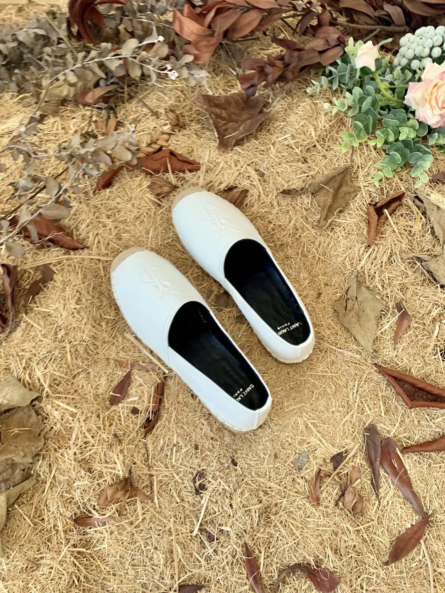 Saint Laurent Ysl Embroidered Espadrilles White YSL - Image 7