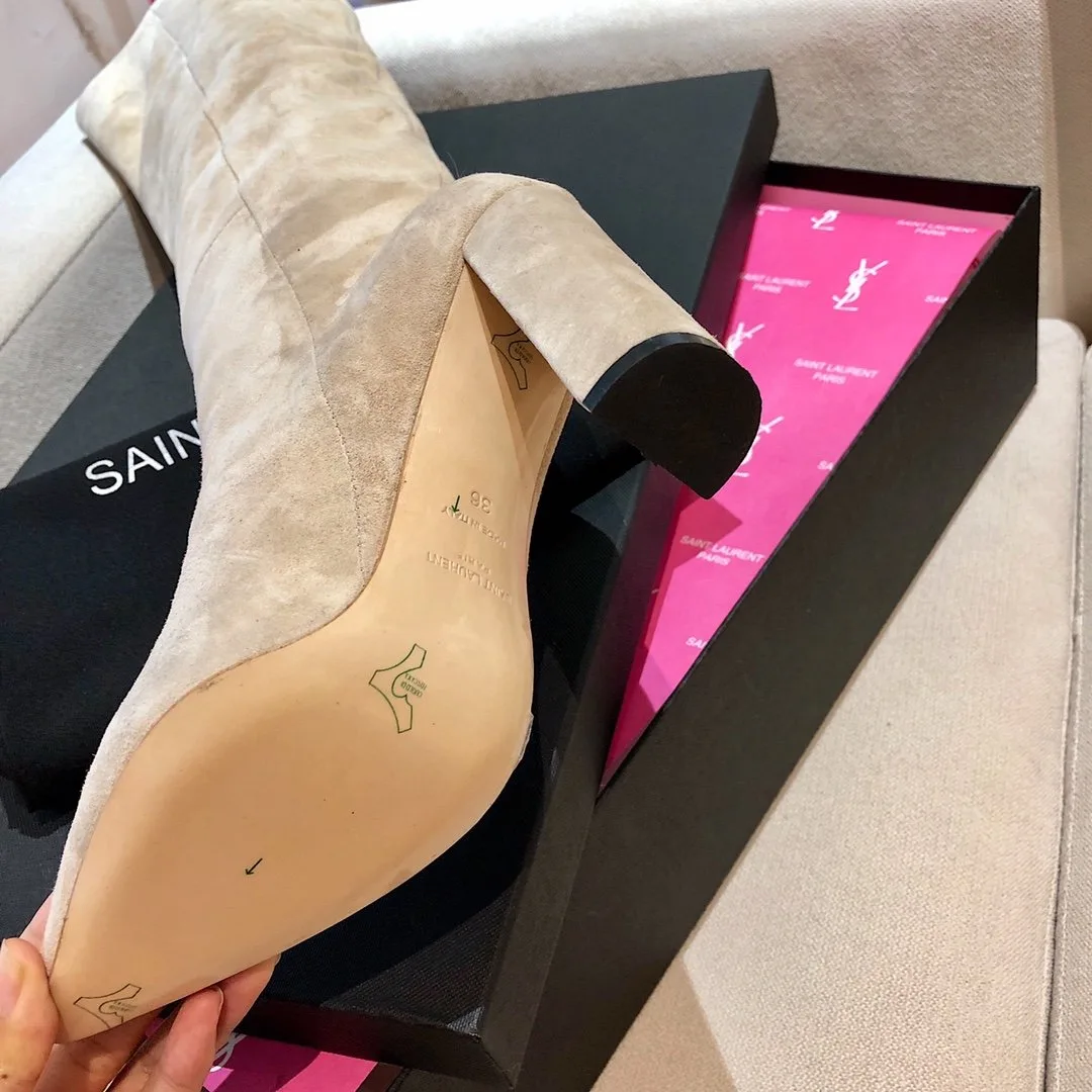 Saint Laurent High Boots Beige YSL - Image 8