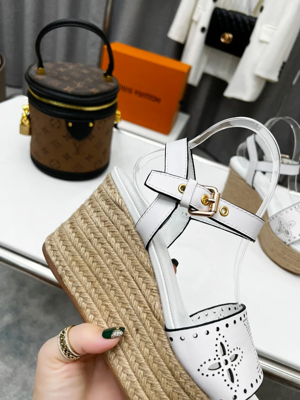 Louis Vuitton Starboard Wedge Sandal White LV 1A9PKT - Image 6