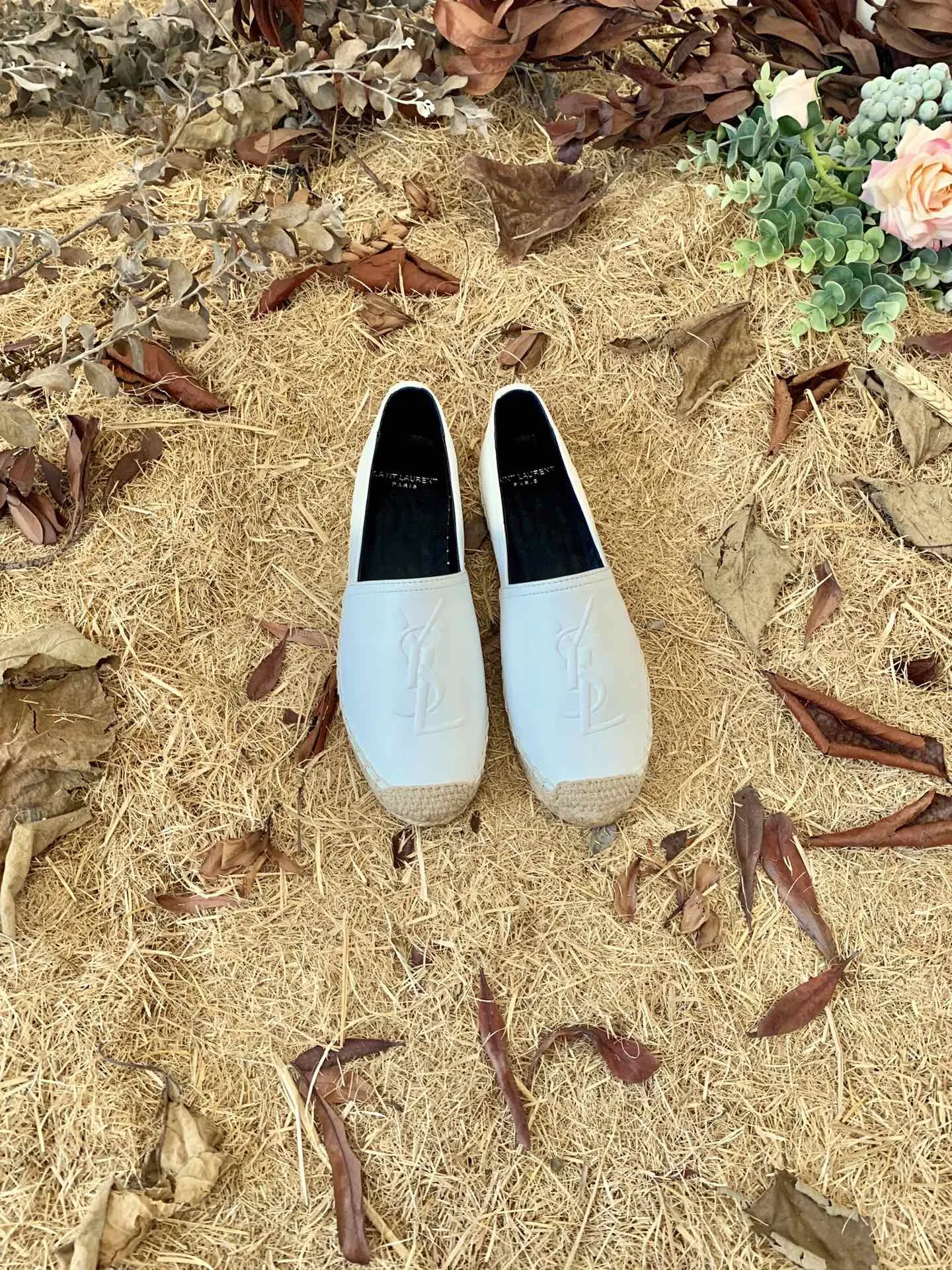 Saint Laurent Ysl Embroidered Espadrilles White YSL - Image 6