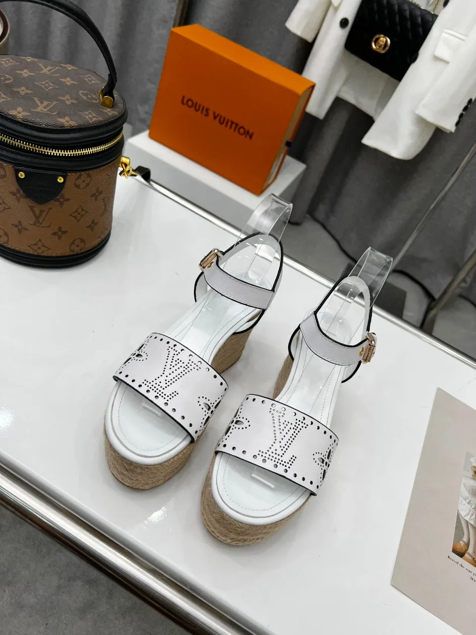 Louis Vuitton Starboard Wedge Sandal White LV 1A9PKT - Image 5