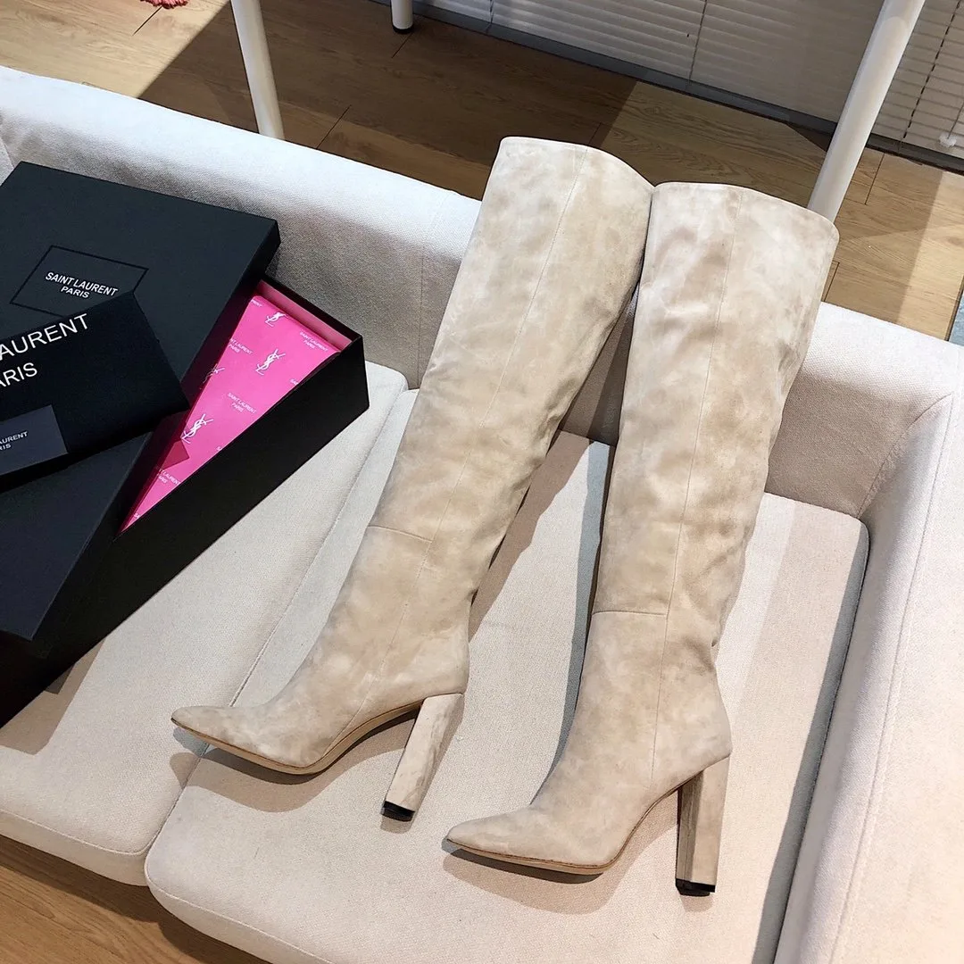Saint Laurent High Boots Beige YSL - Image 6