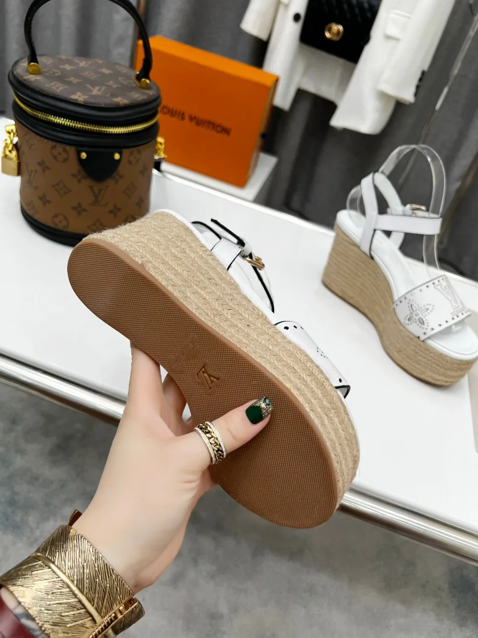 Louis Vuitton Starboard Wedge Sandal White LV 1A9PKT - Image 3