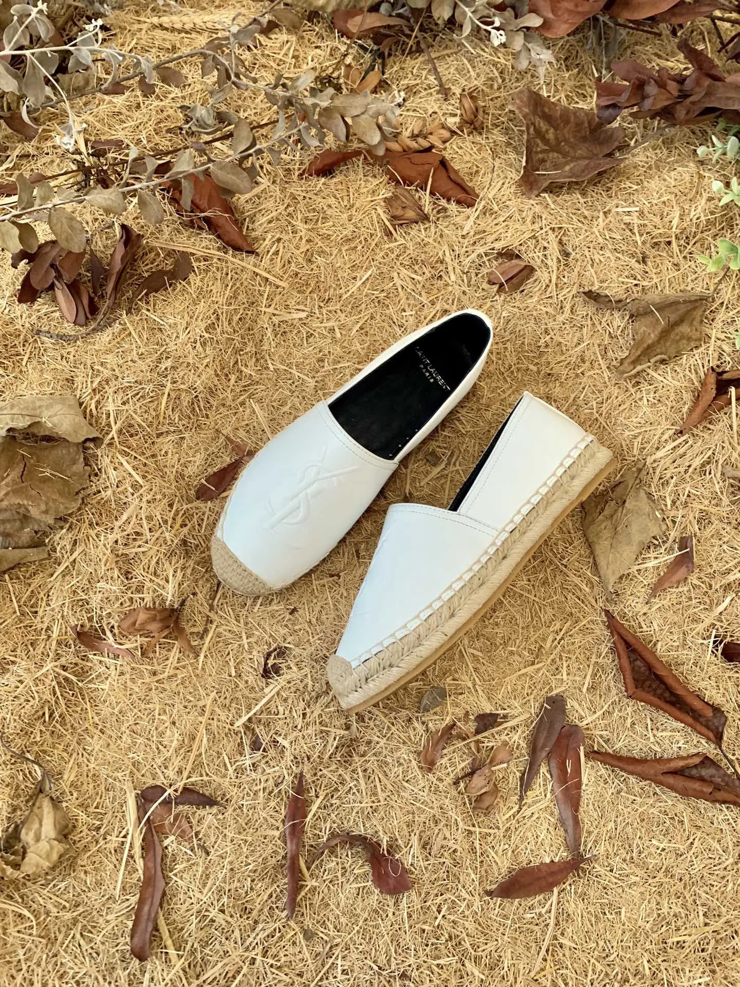 Saint Laurent Ysl Embroidered Espadrilles White YSL - Image 3