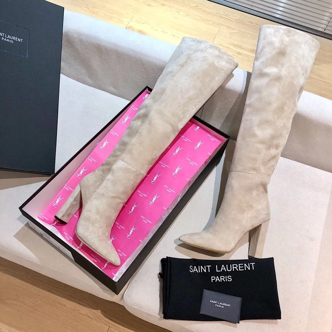 Saint Laurent High Boots Beige YSL - Image 4
