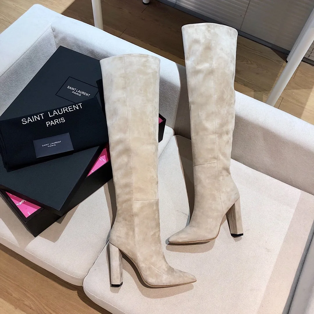 Saint Laurent High Boots Beige YSL - Image 3