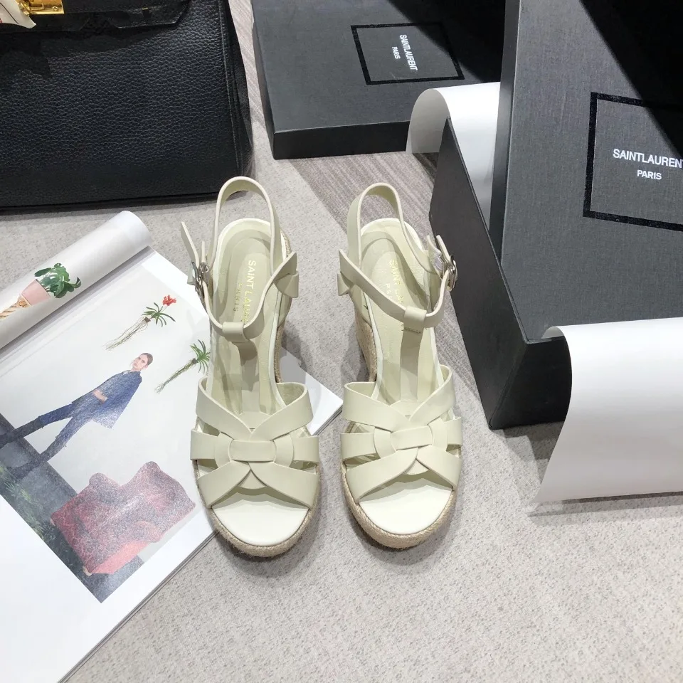 Alternative view of Saint Laurent Tribute Espadrilles Wedge Reddish-Brown YSL