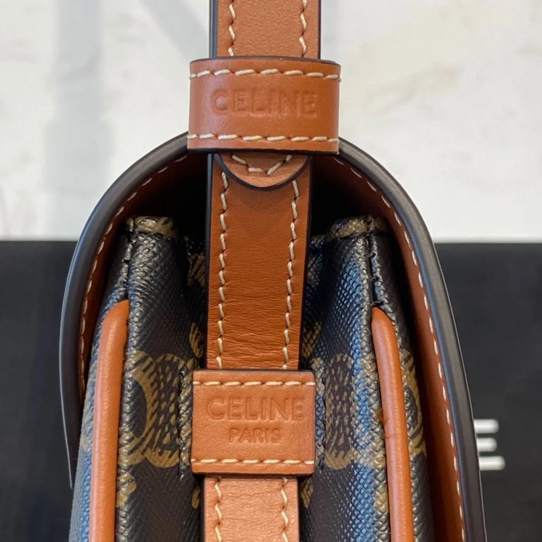 Celine Triomphe Saddle Bag In Canvas Brown / - Image 5