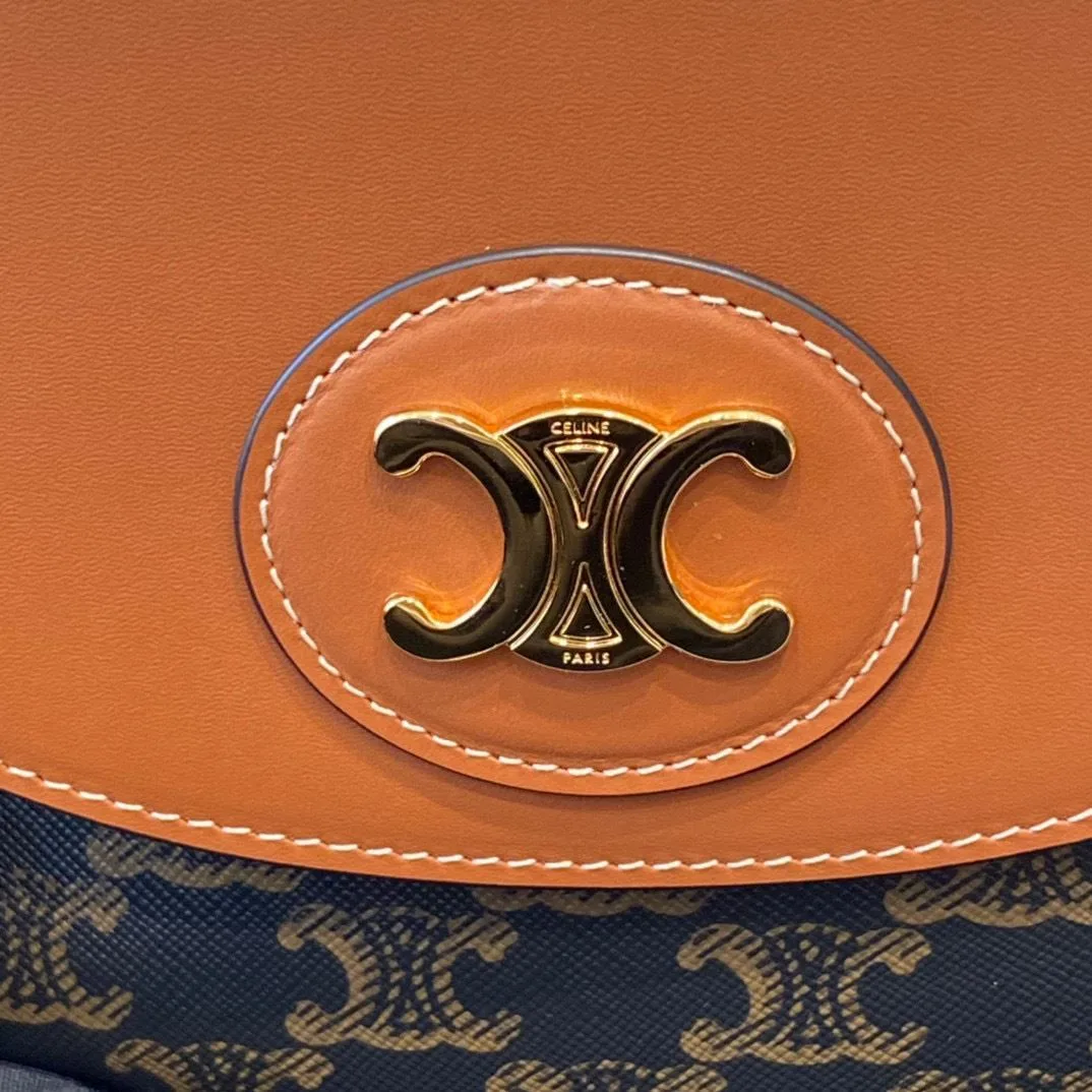 Celine Triomphe Saddle Bag In Canvas Brown / - Image 2
