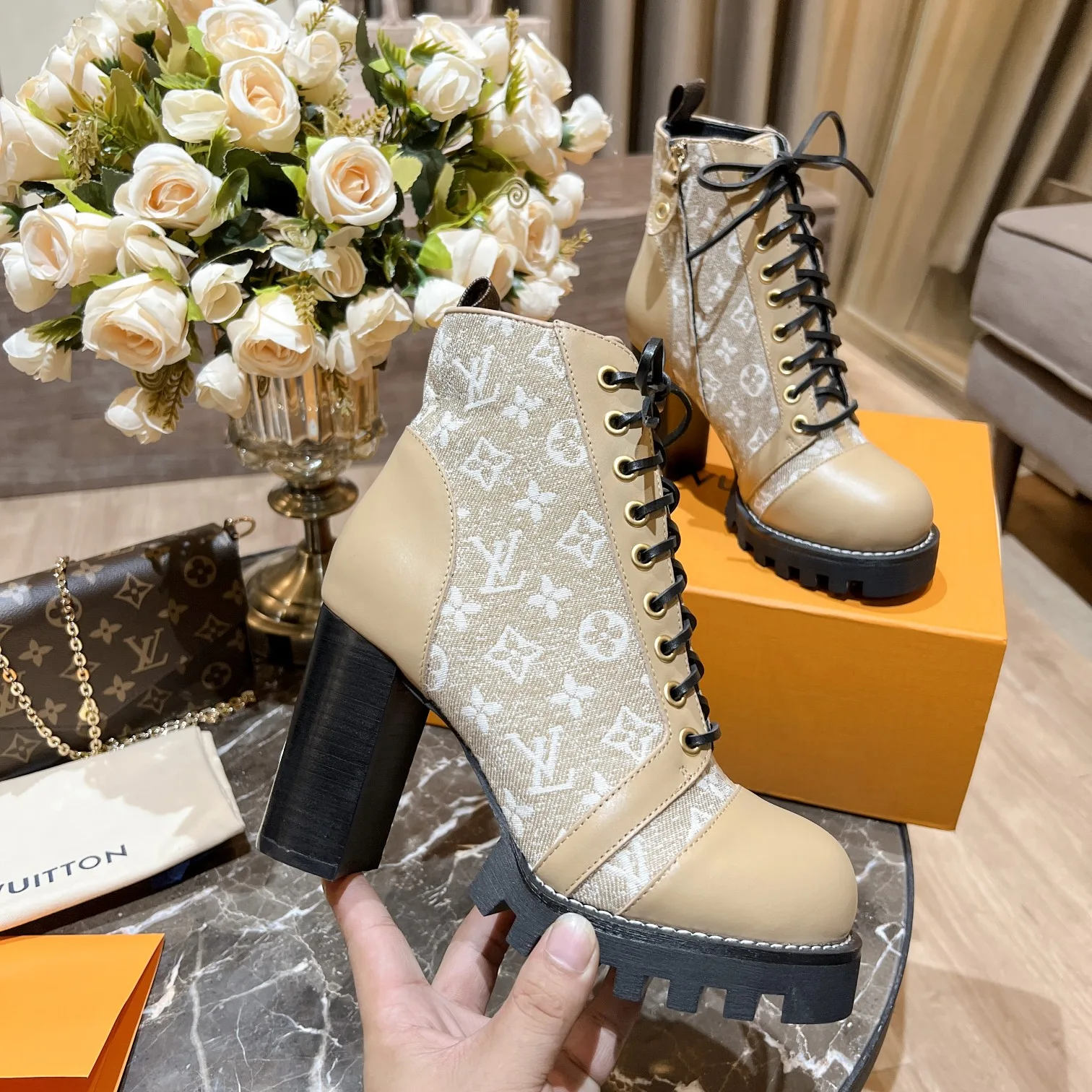 Louis Vuitton Women’s Star Trail Ankle Boots Beige - Image 8