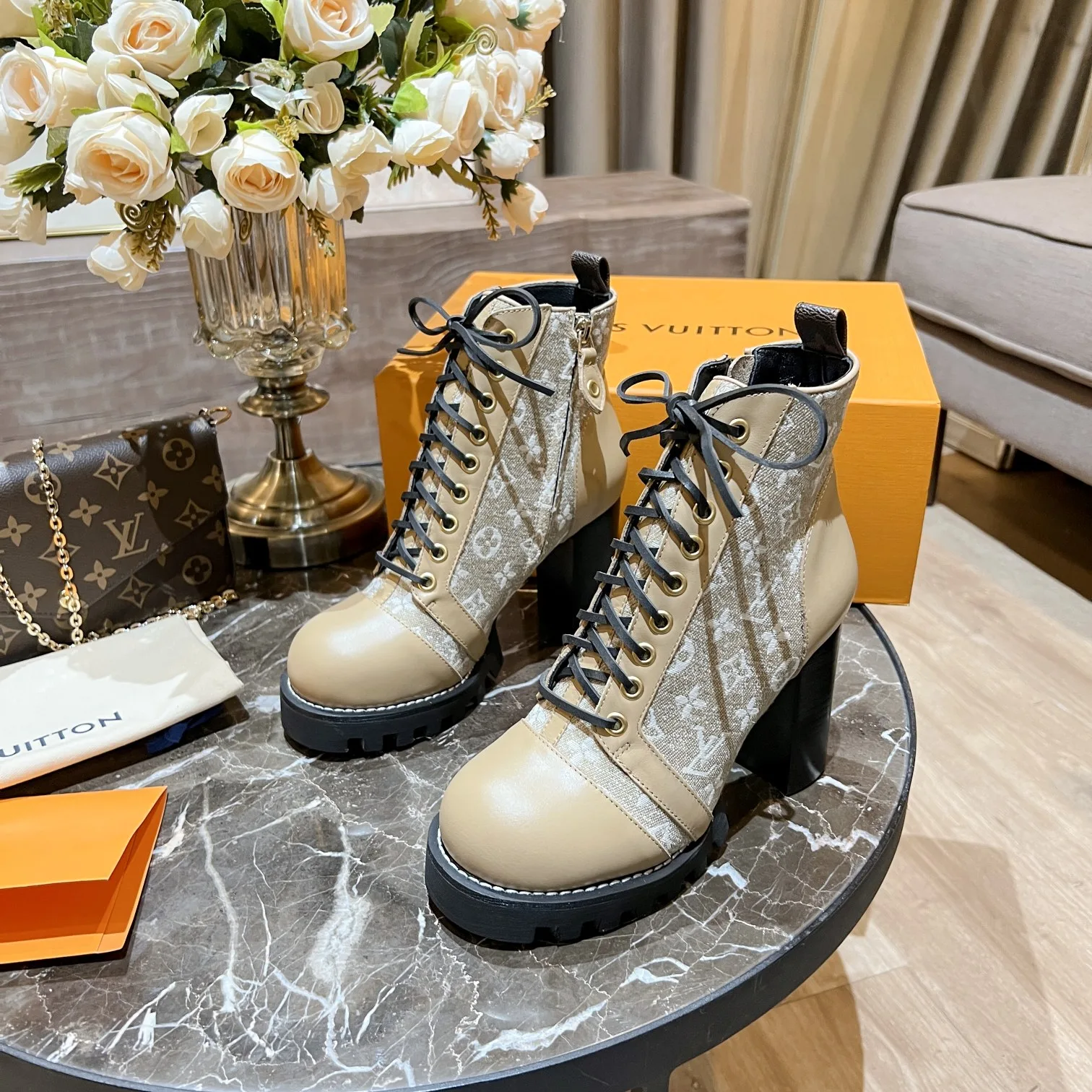 Louis Vuitton Women’s Star Trail Ankle Boots Beige - Image 9