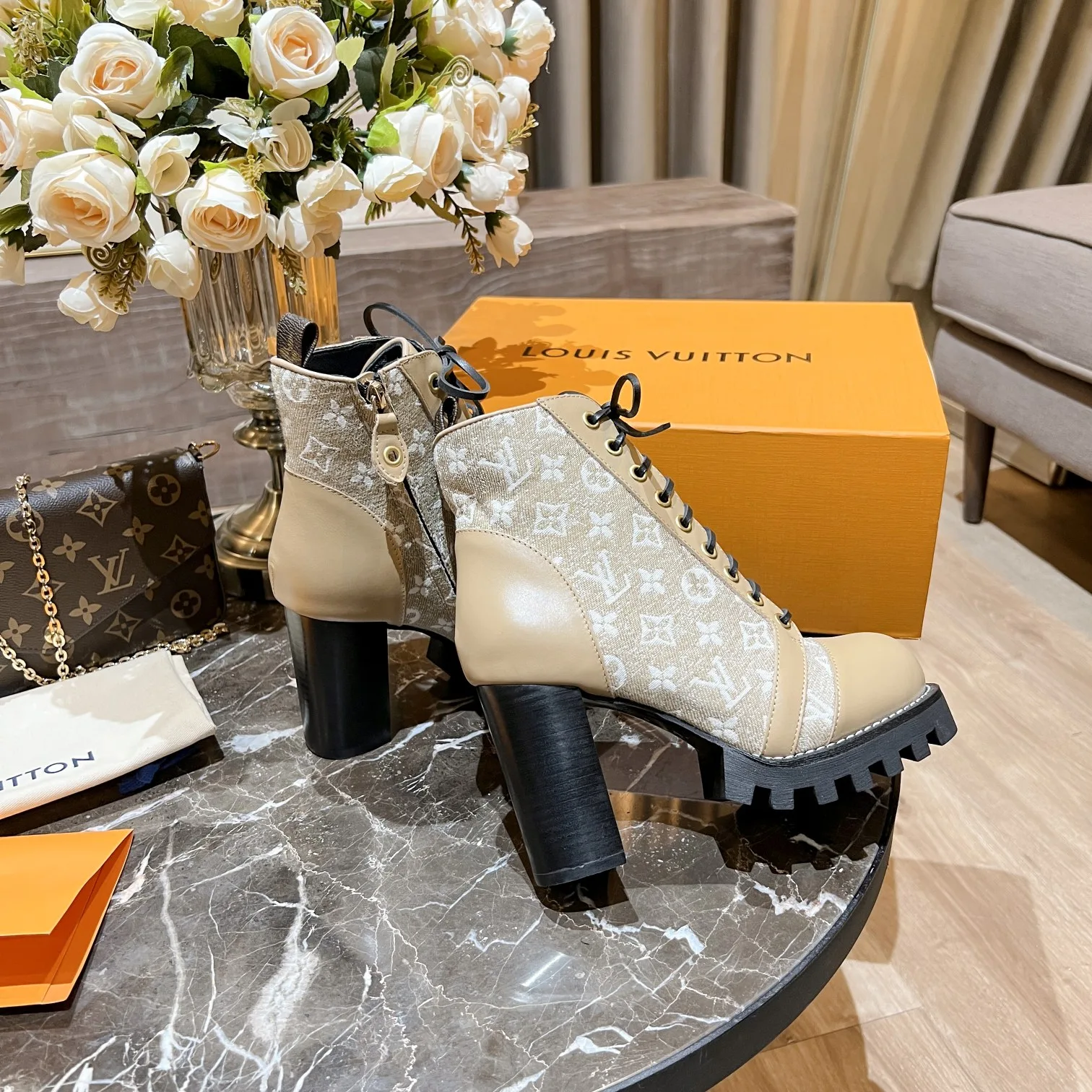 Louis Vuitton Women’s Star Trail Ankle Boots Beige - Image 4