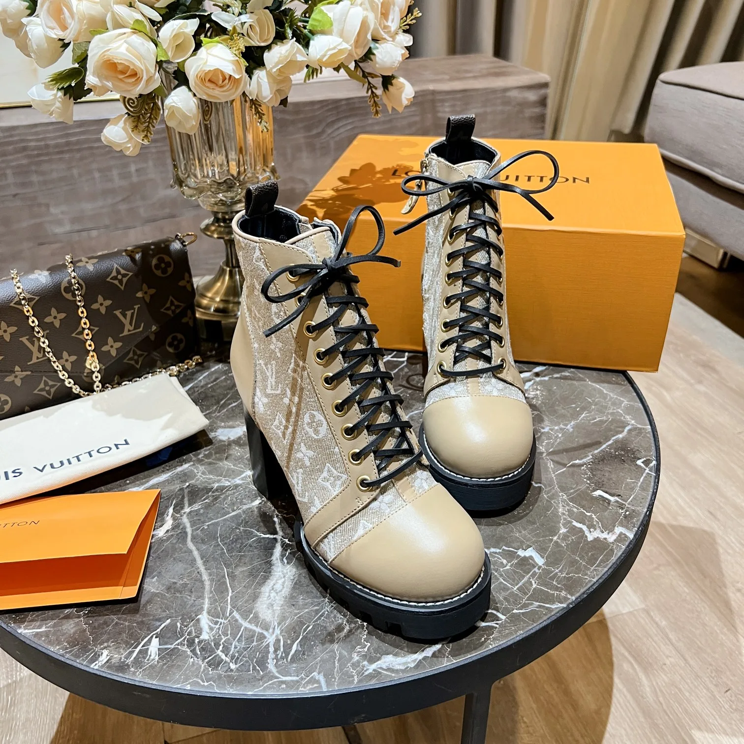 Louis Vuitton Women’s Star Trail Ankle Boots Beige - Image 3