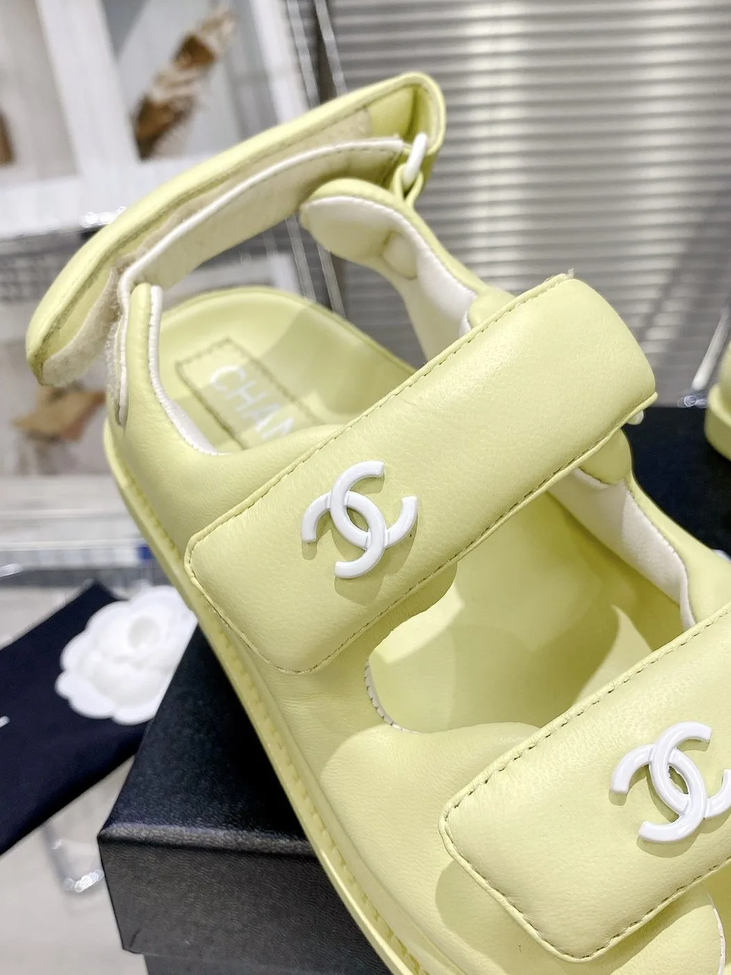 Chanel Women’s Sandals With Chanel Logo Yellow - Image 5