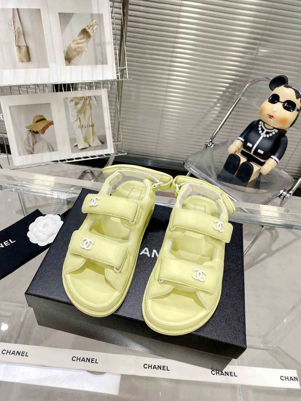 Chanel Women’s Sandals With Chanel Logo Yellow - Image 4