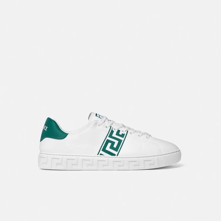 Versace Embroidered Greca Sneakers Green/White -1A10303_2W3D0 - Image 3