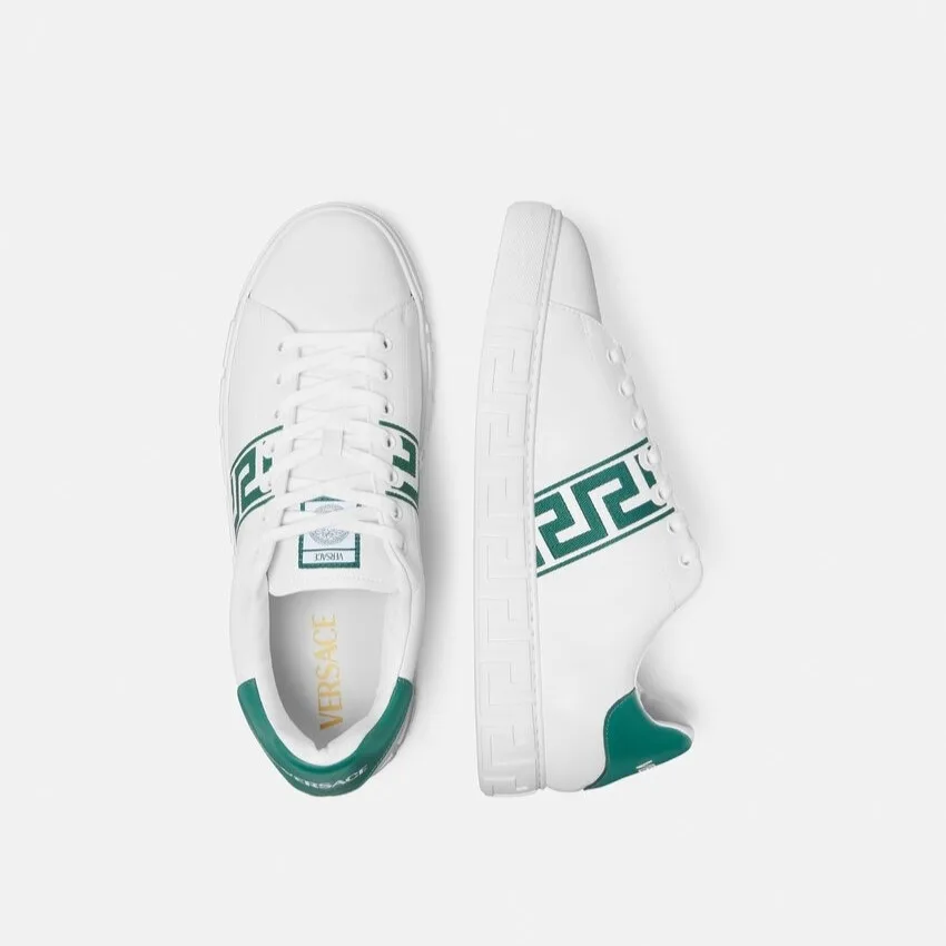 Alternative view of Versace Embroidered Greca Sneakers Green/White -1A10303_2W3D0