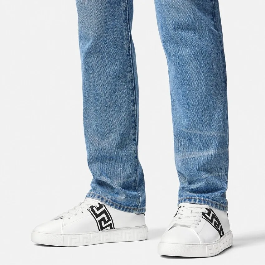 Alternative view of Versace Embroidered Greca Sneakers Black/White -1A00776_2W110