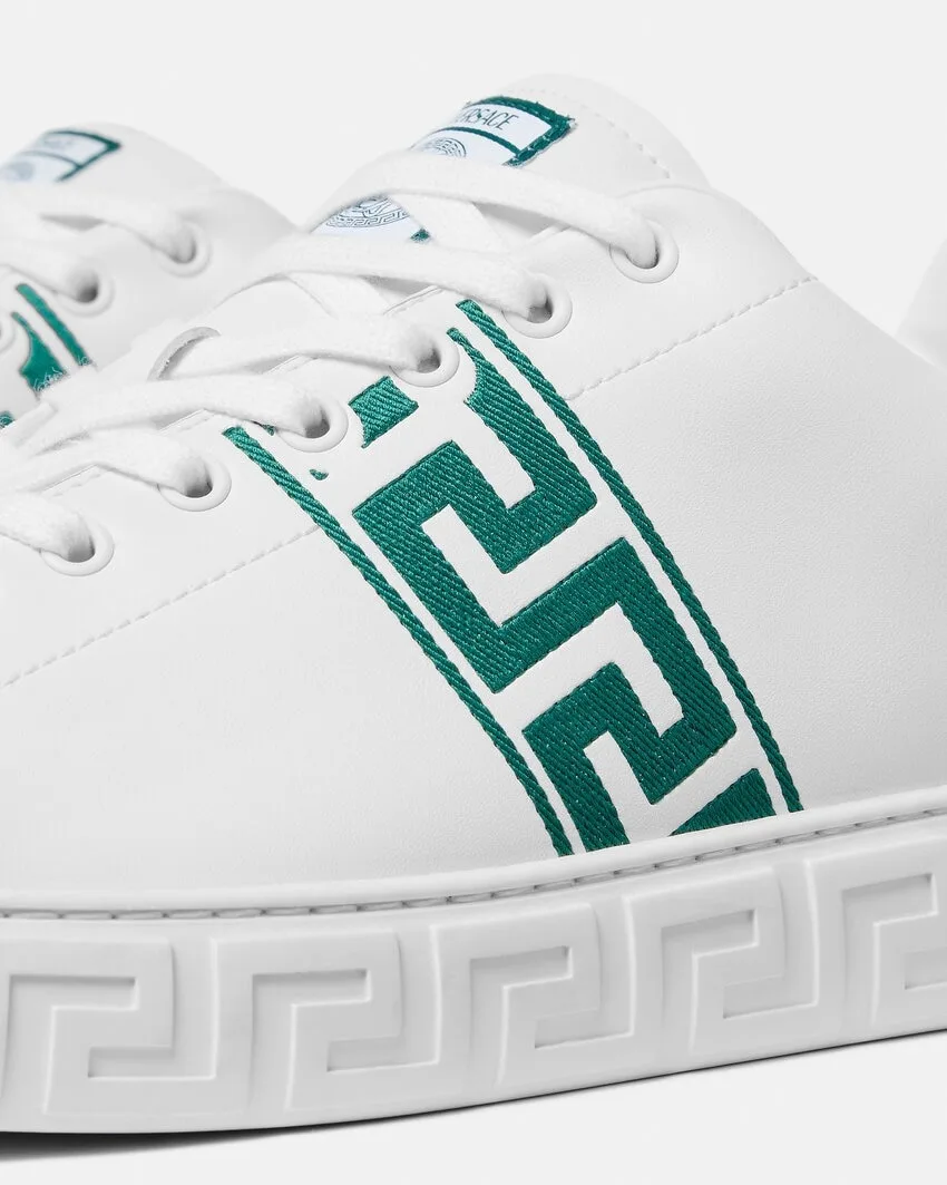 Versace Embroidered Greca Sneakers Green/White -1A10303_2W3D0 - Image 4