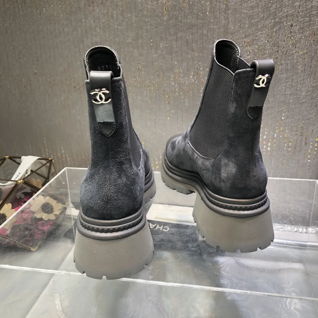 Chanel Ankle Boots Grey 0,/ - Image 9