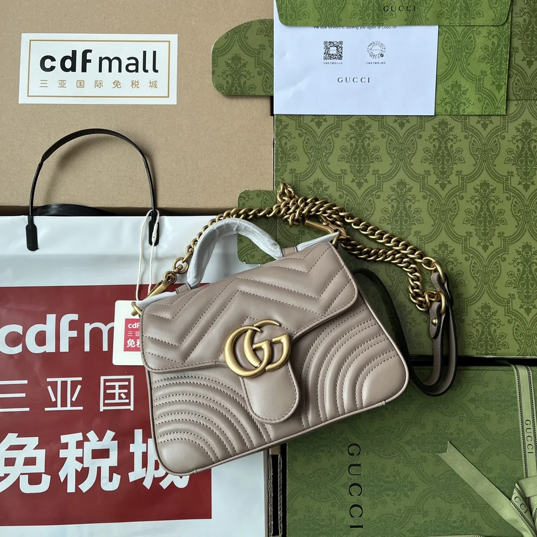 Gucci GG Marmont Mini Top Handle Bag Nude