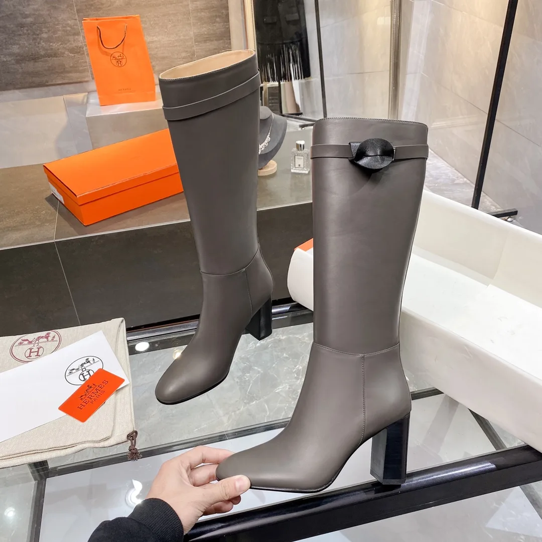 Hermes High Heel Boots Gray / - Image 9