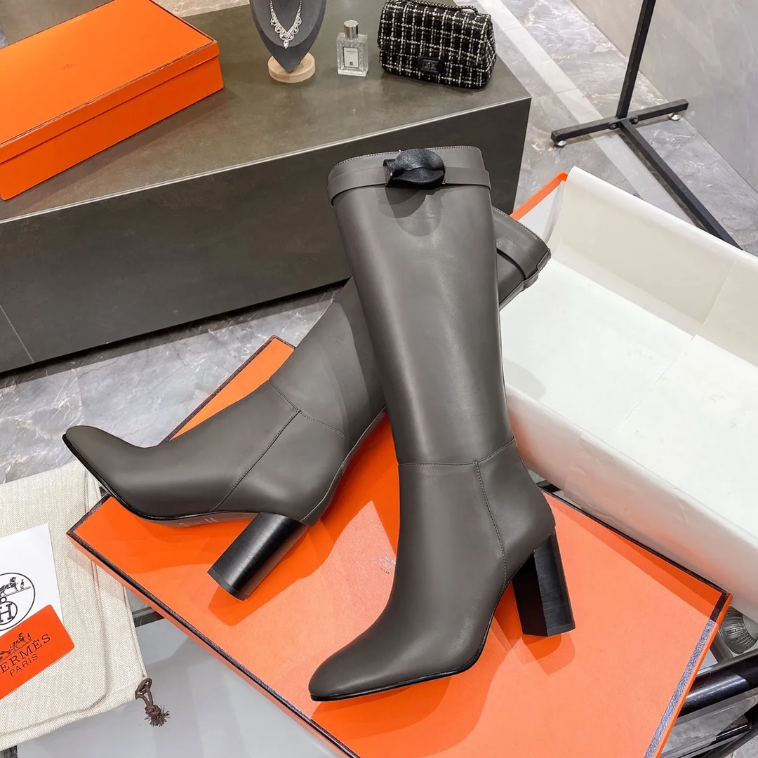 Hermes High Heel Boots Gray / - Image 8
