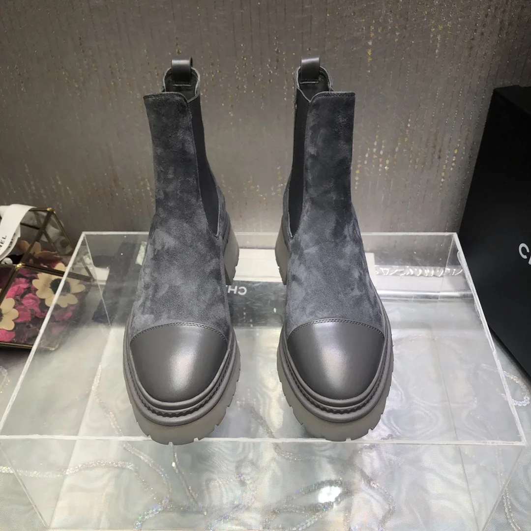Chanel Ankle Boots Grey 0,/ - Image 8