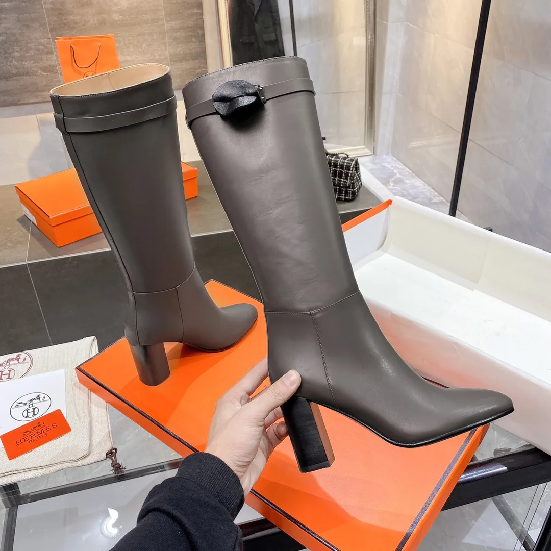 Hermes High Heel Boots Gray / - Image 7