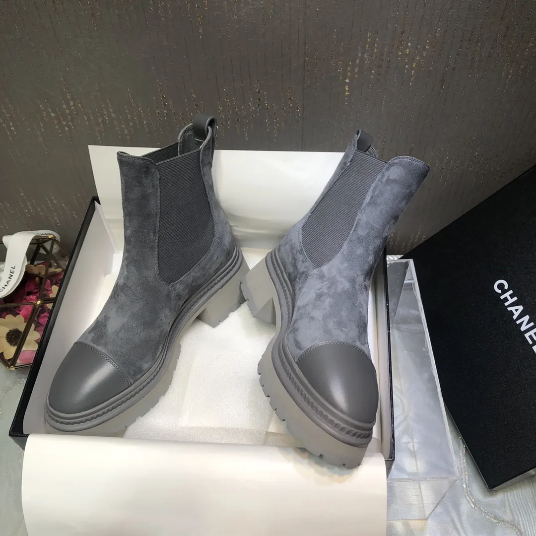 Chanel Ankle Boots Grey 0,/ - Image 7