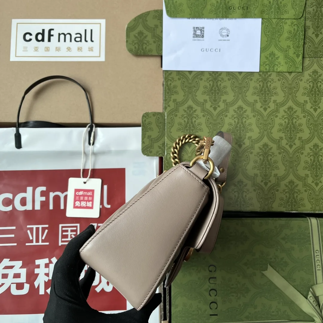 Gucci GG Marmont Mini Top Handle Bag / Nude Gold Hardware - Image 3