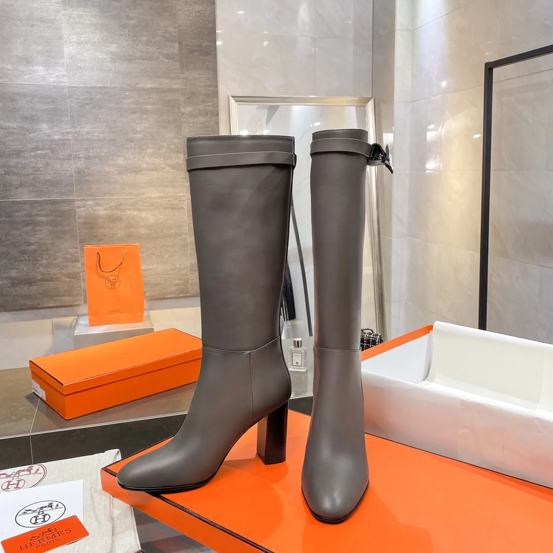 Hermes High Heel Boots Gray / - Image 6