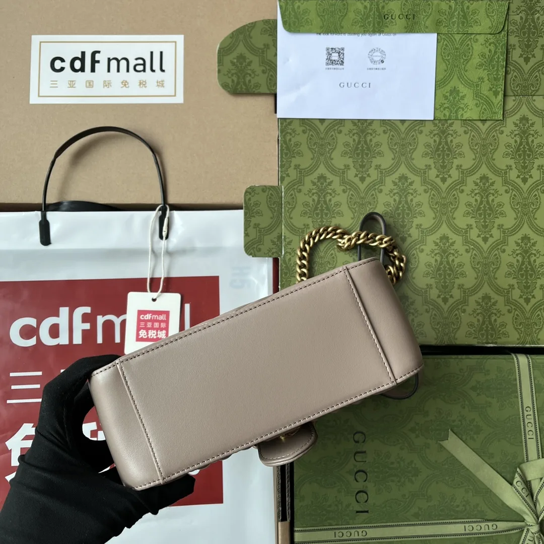 Gucci GG Marmont Mini Top Handle Bag / Nude Gold Hardware - Image 4