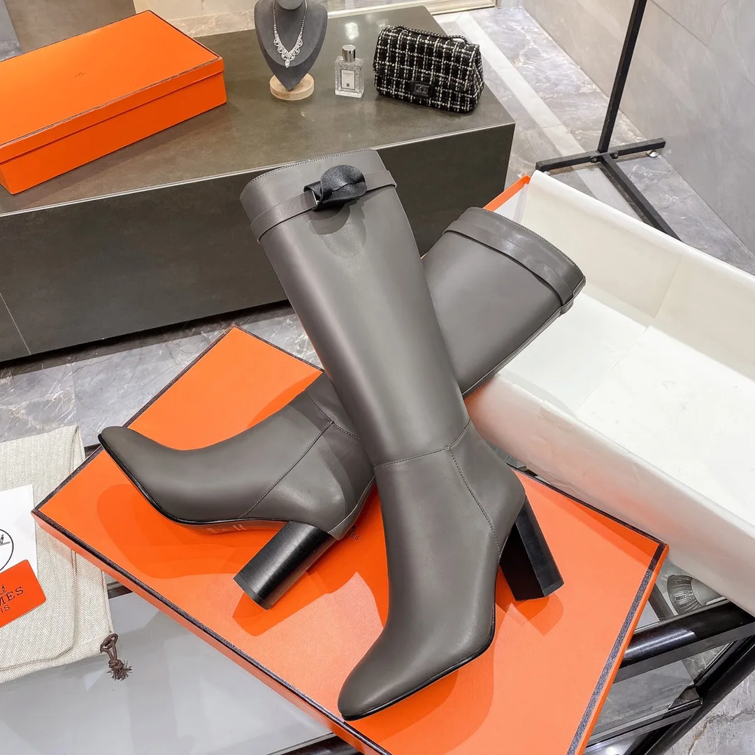 Hermes High Heel Boots Gray / - Image 5