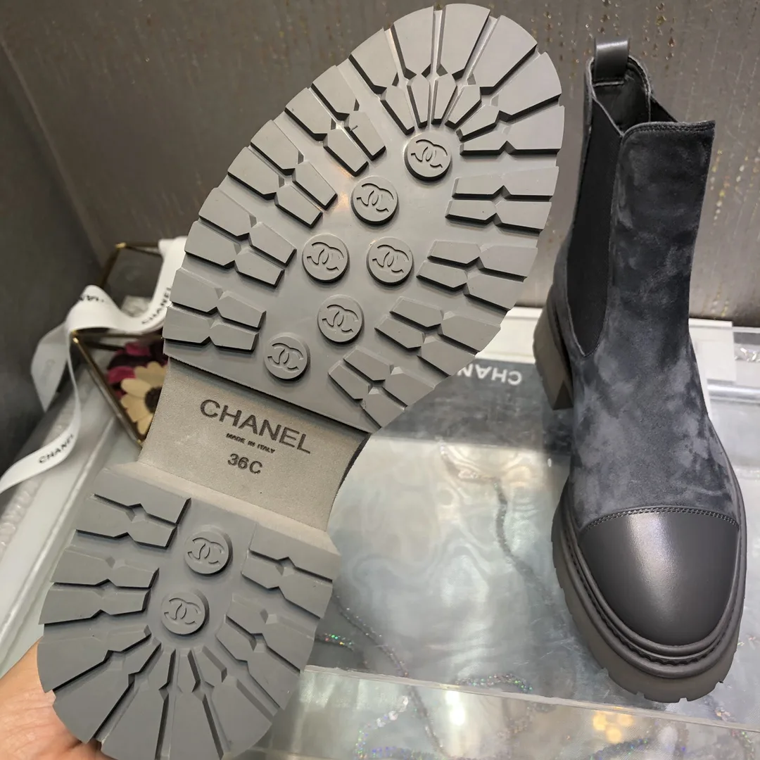 Chanel Ankle Boots Grey 0,/ - Image 6