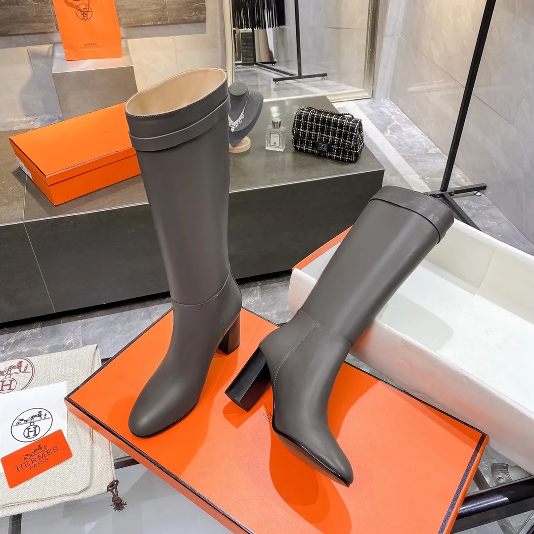 Hermes High Heel Boots Gray / - Image 4
