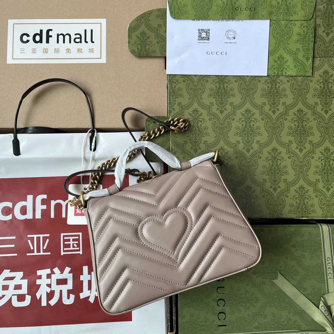 Gucci GG Marmont Mini Top Handle Bag / Nude Gold Hardware - Image 7