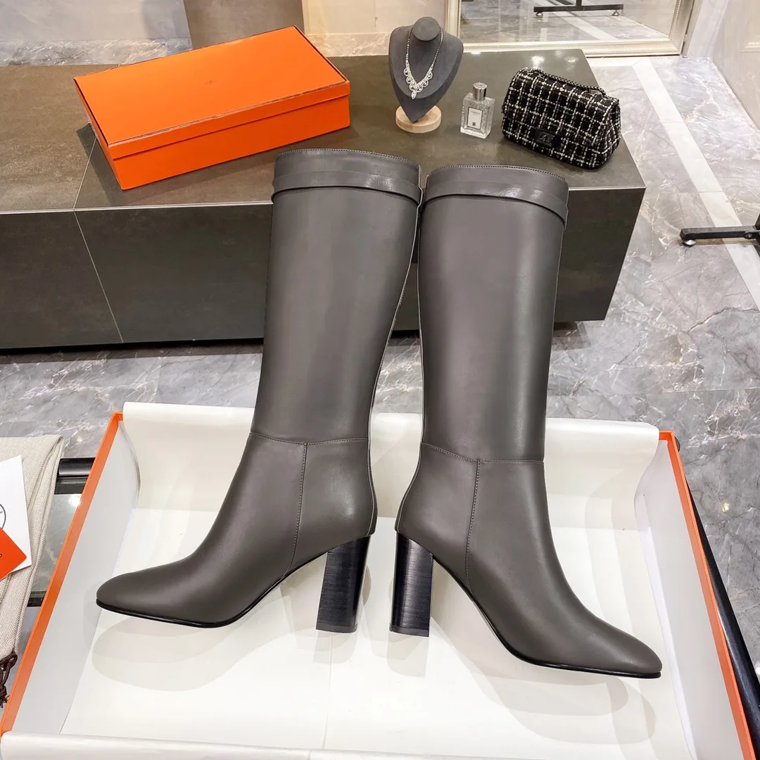 Hermes High Heel Boots Gray / - Image 3
