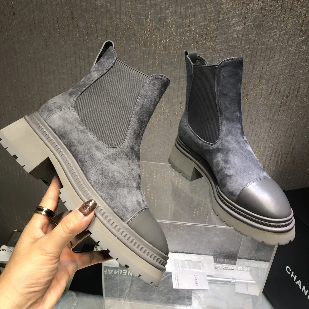 Chanel Ankle Boots Grey 0,/ - Image 4