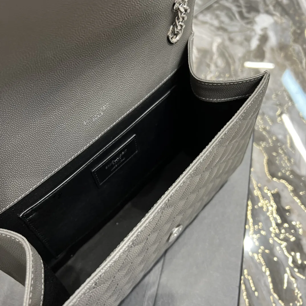 Saint Laurent Envelope Medium Chain Bag Dark Grey - Image 3