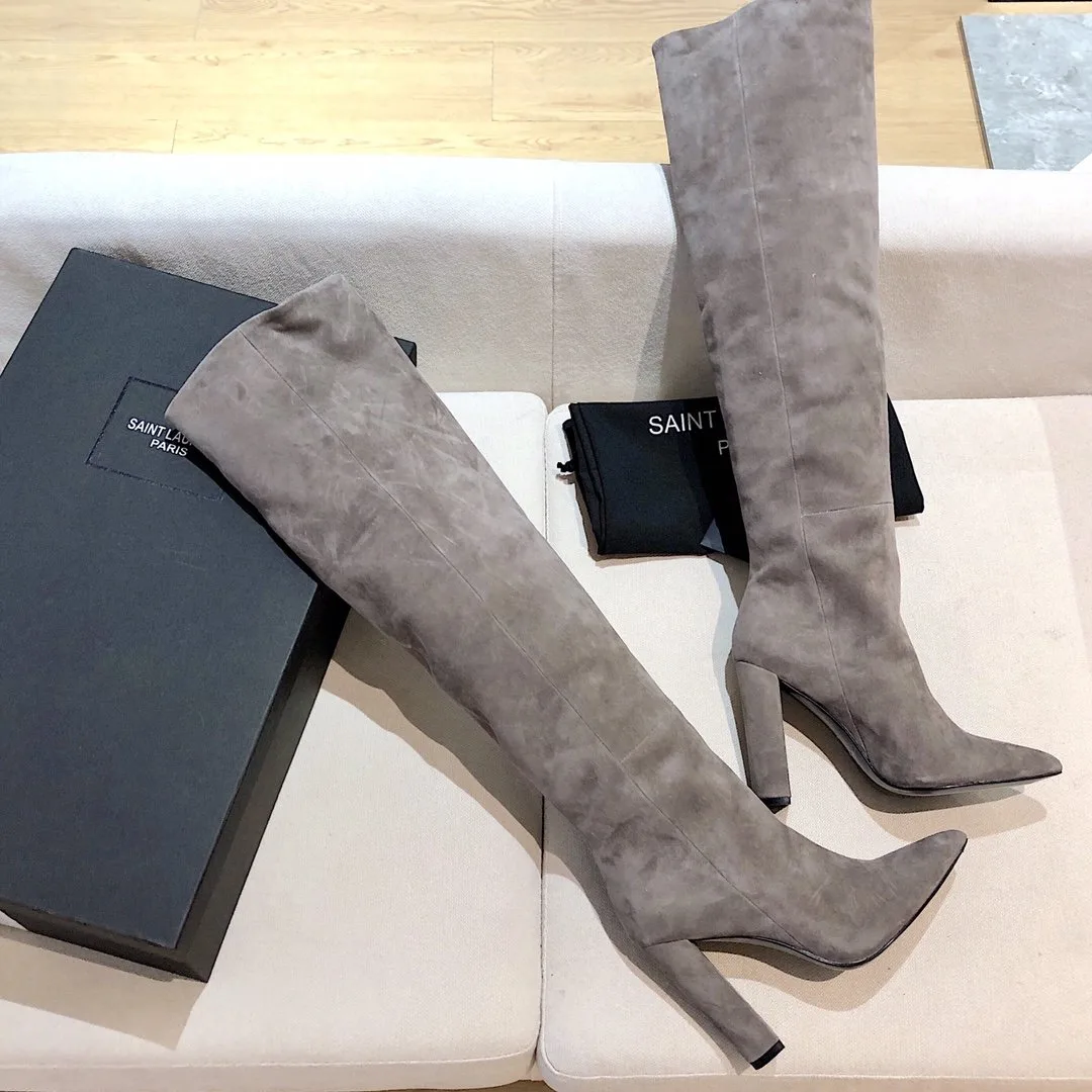 Saint Laurent High Boots Grey YSL - Image 9