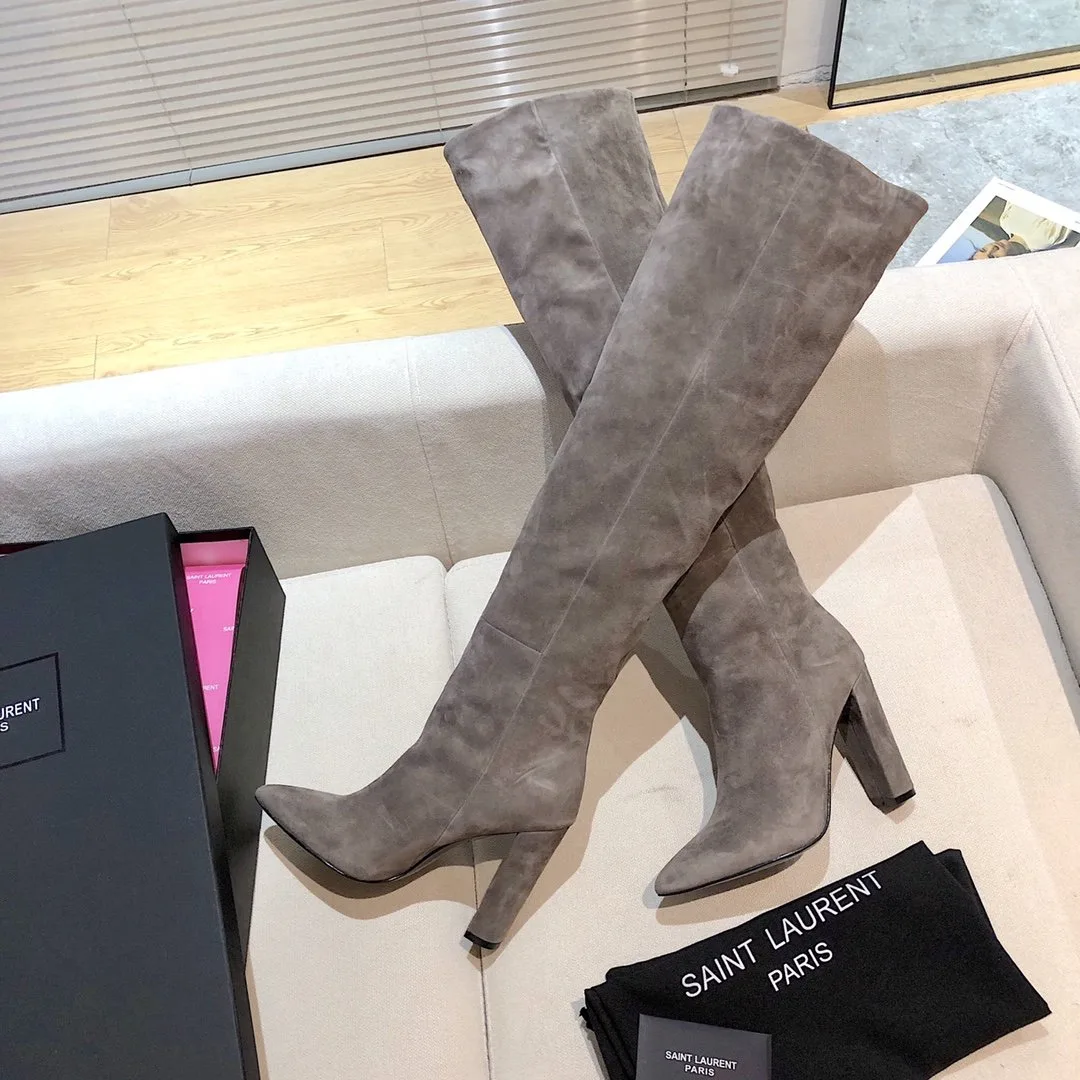 Saint Laurent High Boots Grey YSL - Image 8