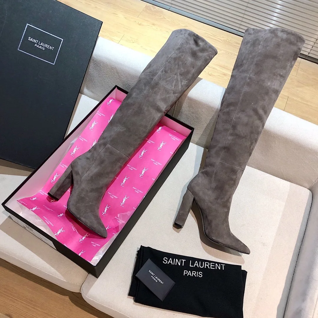 Saint Laurent High Boots Grey YSL - Image 6