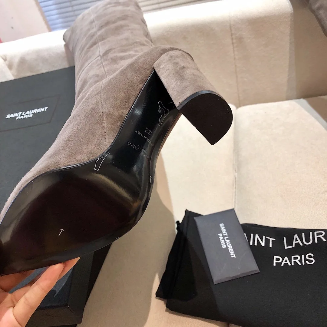 Saint Laurent High Boots Grey YSL - Image 4