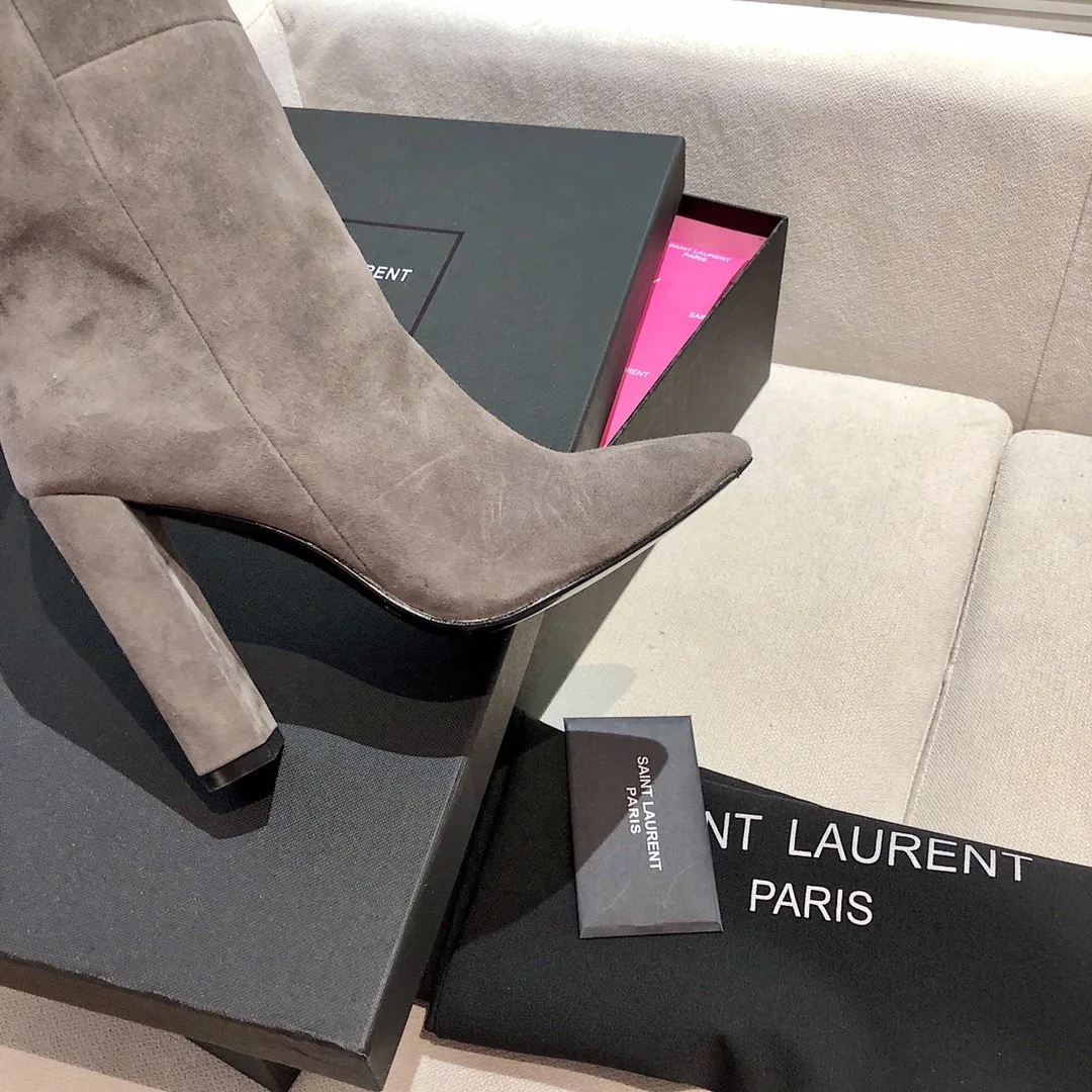 Saint Laurent High Boots Grey YSL - Image 3