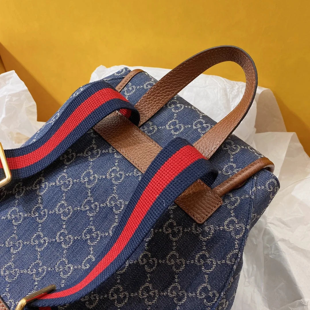 Gucci Backpack With Interlocking G Backpacks / Blue Gold Hardware - Image 8