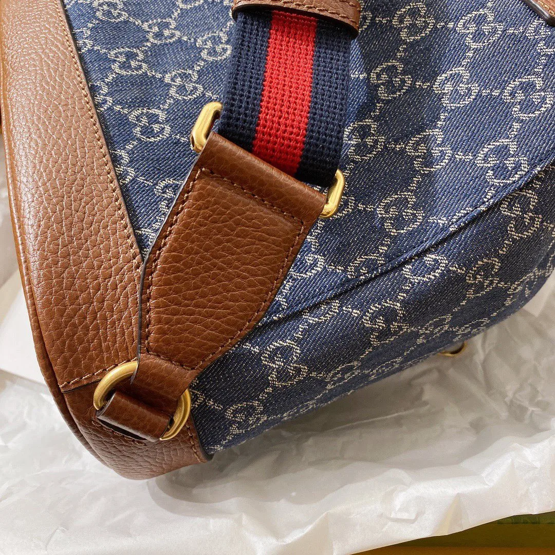 Gucci Backpack With Interlocking G Backpacks / Blue Gold Hardware - Image 4