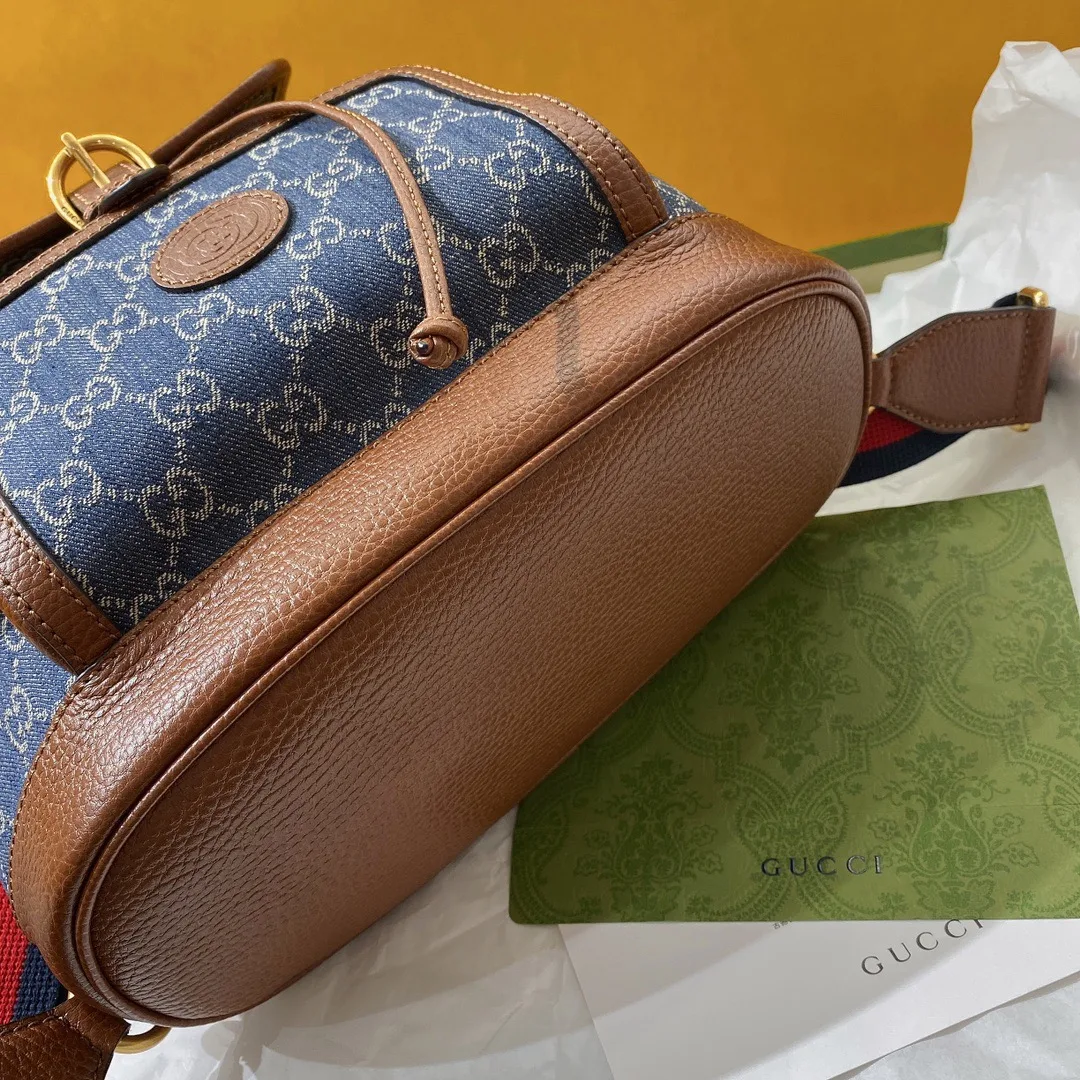 Gucci Backpack With Interlocking G Backpacks / Blue Gold Hardware - Image 7